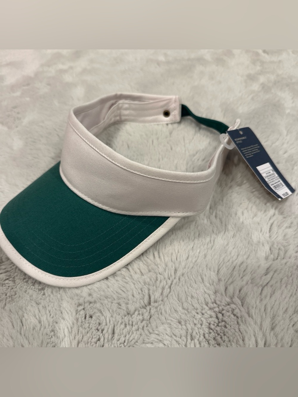White and Green Brim Visor